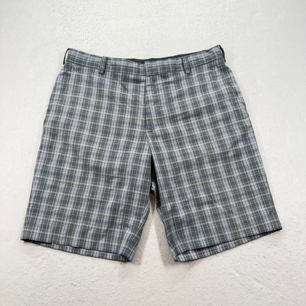 Tiger Woods Collection Golf Shorts Mens 36 Gray Plaid Performance Stretch